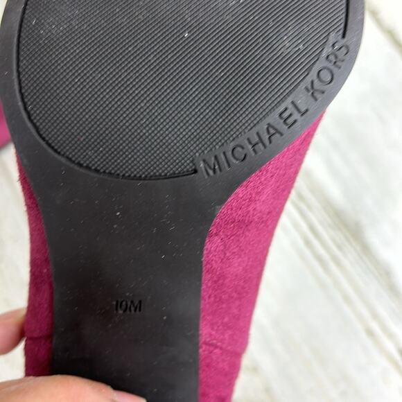 Michael Kors Lottie Women’s 10 Berry Suede Block Heel Ankle Boots New pull on - Picture 10 of 12